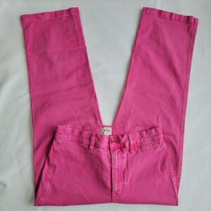 J CREW Pink Slim Wide Leg Jeans Size 29T Stretch High Rise Tall Barbie Bright